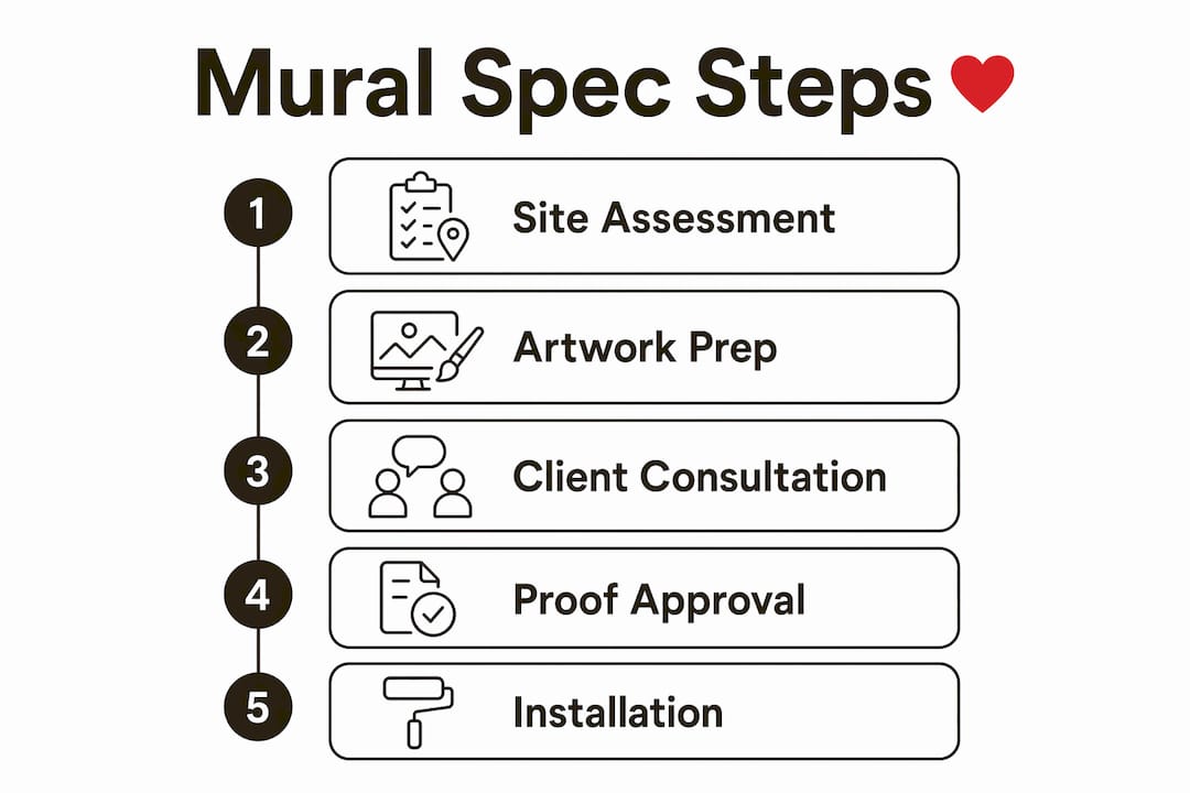 Infographic showing custom mural specification steps