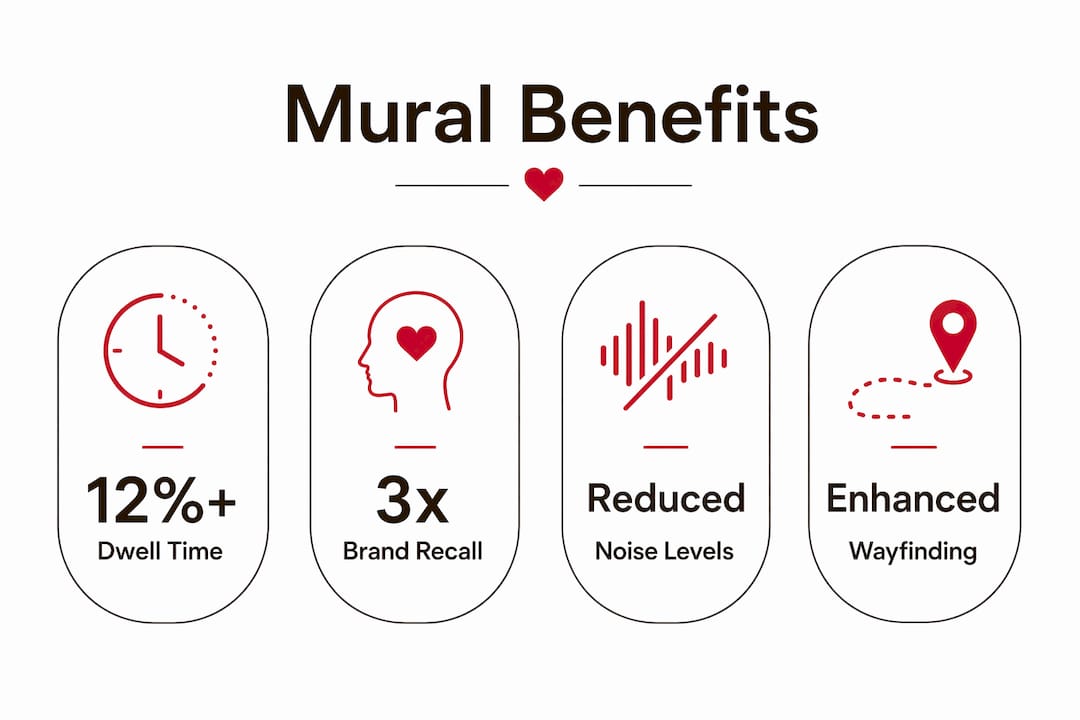 Infographic showing key benefits of wall murals