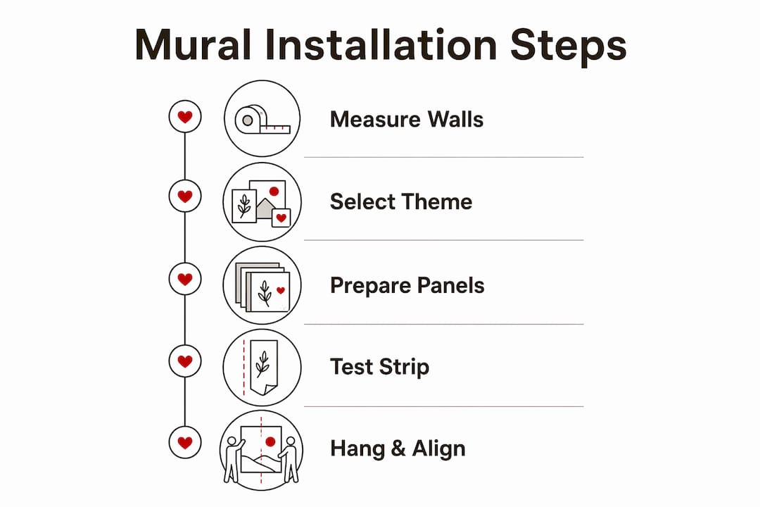 Infographic showing mural installation steps