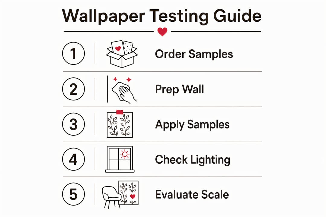 Infographic illustrating wallpaper testing steps