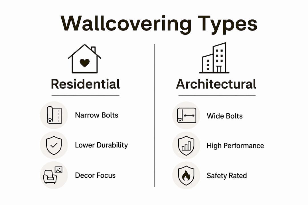 Infographic comparing residential and architectural wallcoverings