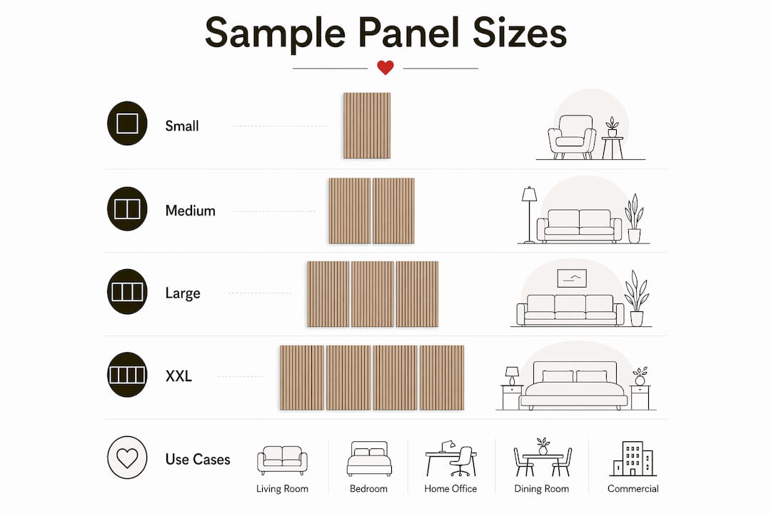 Infographic showing wallpaper sample sizes and uses