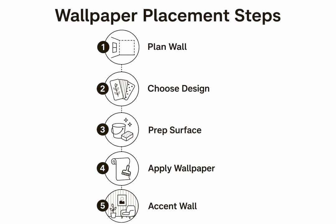 Infographic showing steps for wallpaper placement