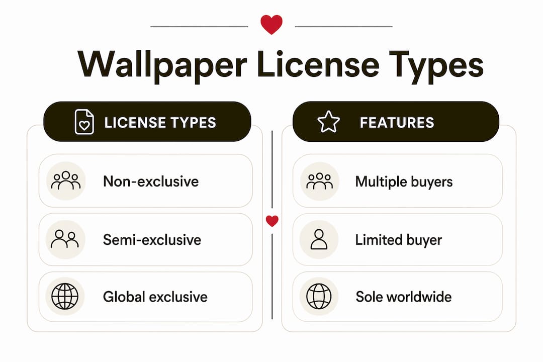 Infographic showing types of wallpaper art licenses