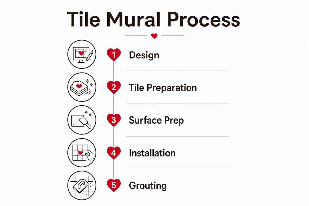 Infographic illustrating tiled mural creation steps