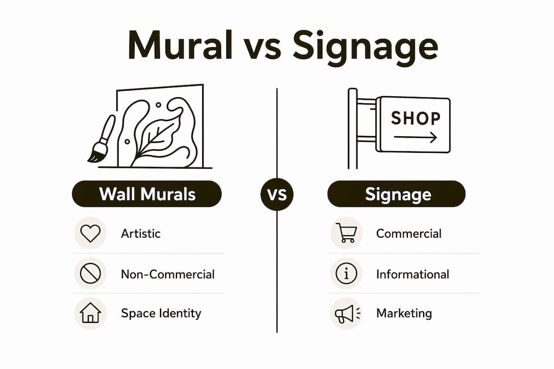 Infographic comparing murals and signage legal aspects