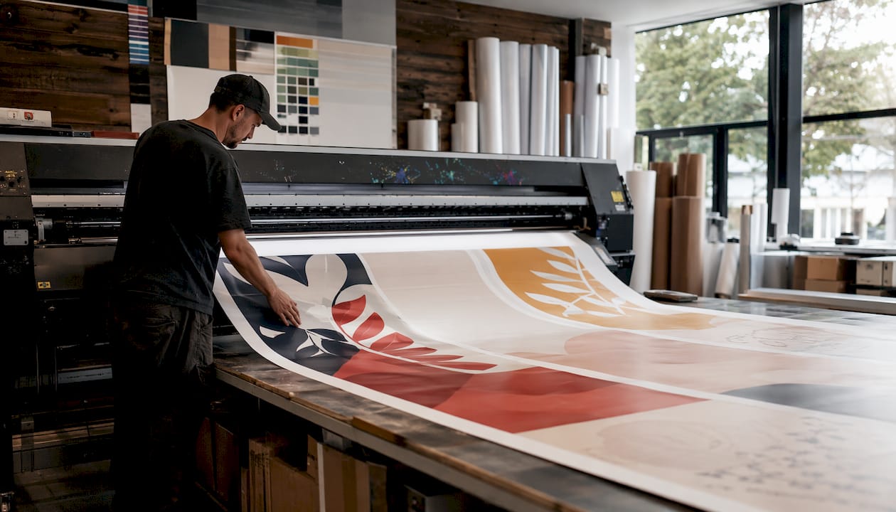 Wide-format printer producing mural panels