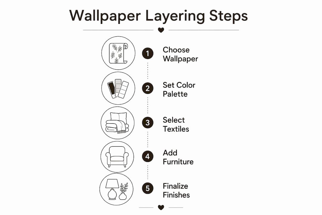 Infographic showing steps to layer wallpaper effectively