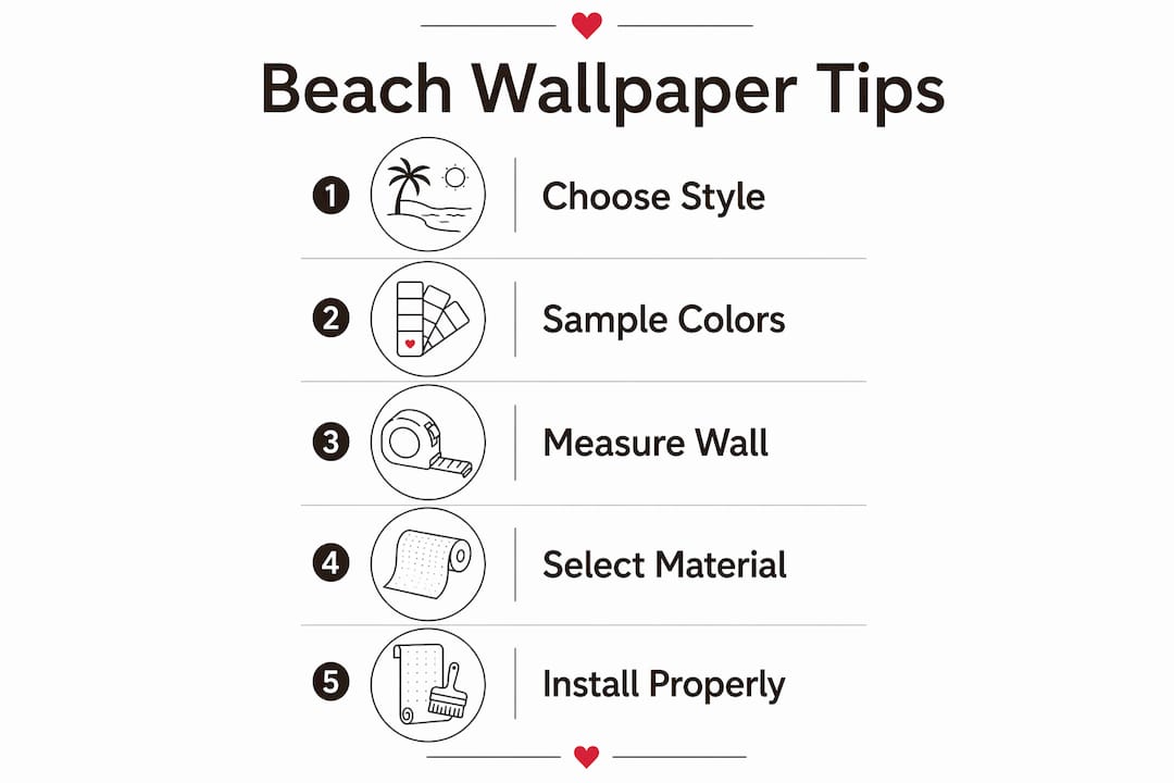 Infographic showing steps to choose and install beach wallpaper