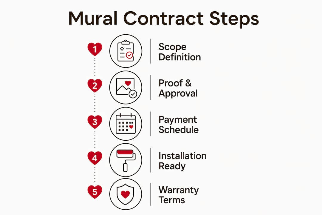 Infographic illustrating mural contract steps