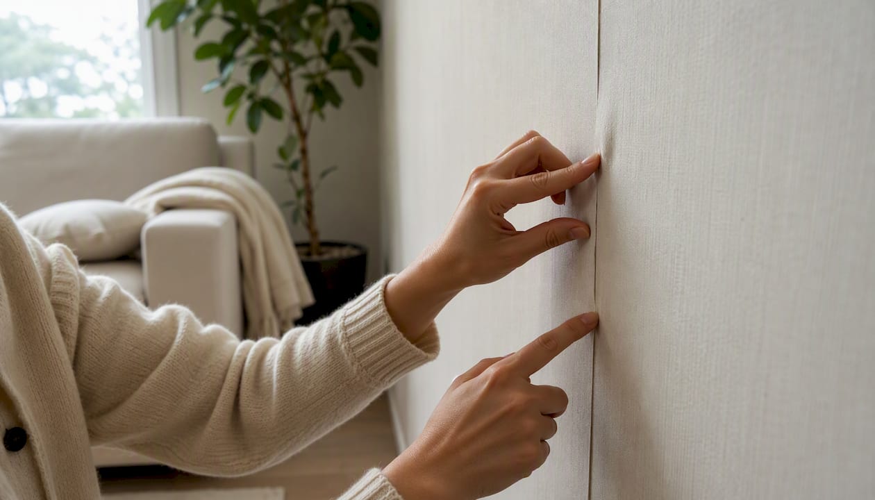 Hands inspecting types of wallpaper bubbles