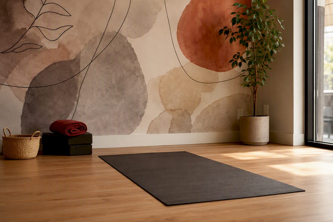 Calm yoga studio mural wall