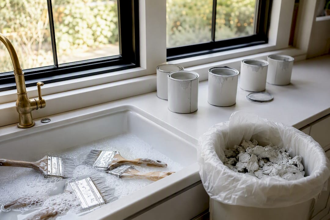 Cleanup area with primer disposal and tools