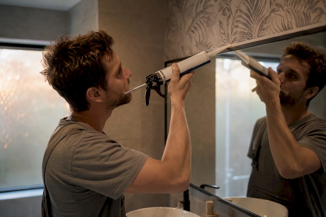 Applying caulk along wallpaper edges