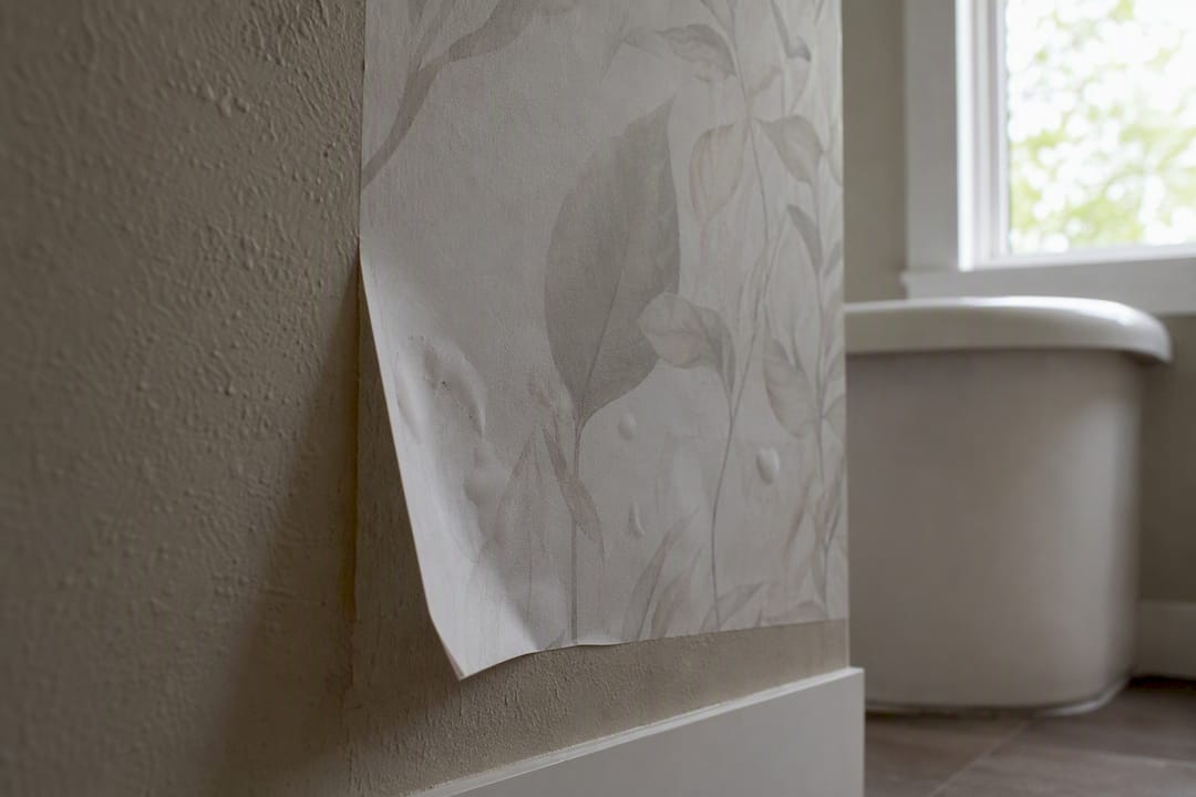 Peel-and-stick wallpaper with patchy adhesion on textured wall