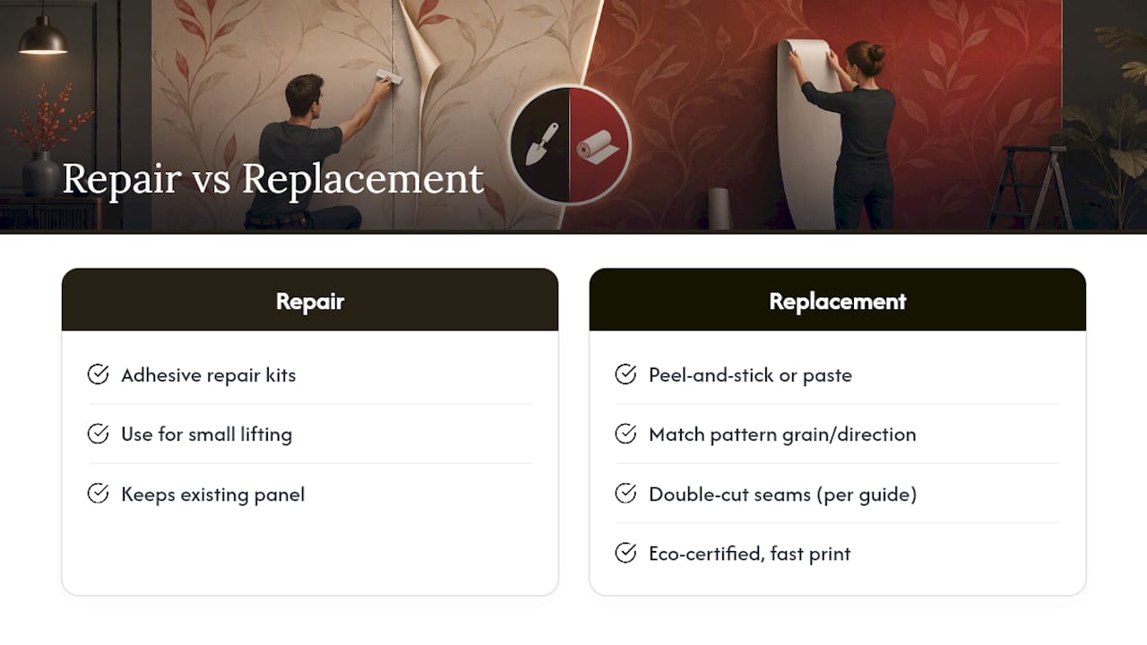Wallpaper repair versus replacement decision path