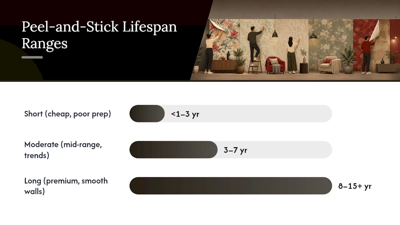 Peel and stick wallpaper lifespan brackets
