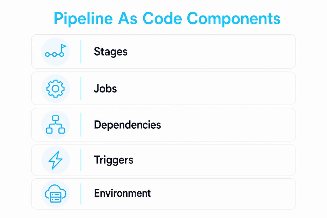 Infographic showing key Pipeline as Code components
