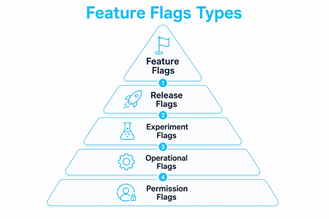 Infographic showing hierarchy of feature flag types