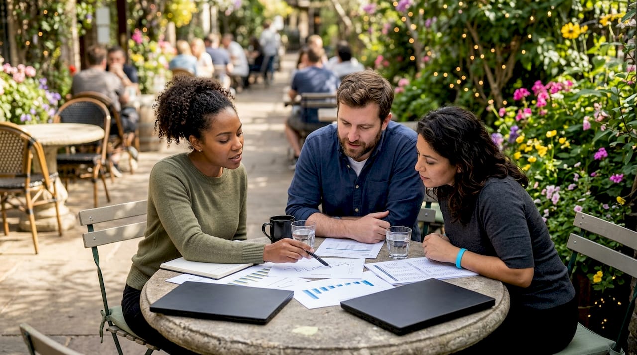 IT team collaborating on deployment data analysis