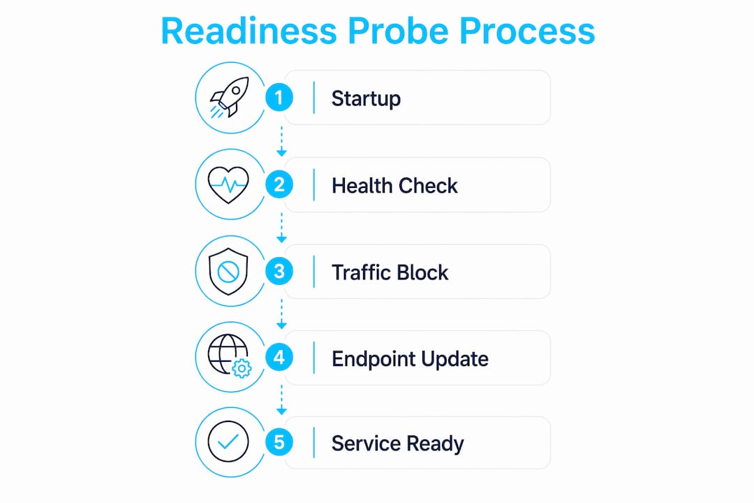 Infographic showing readiness probe process steps