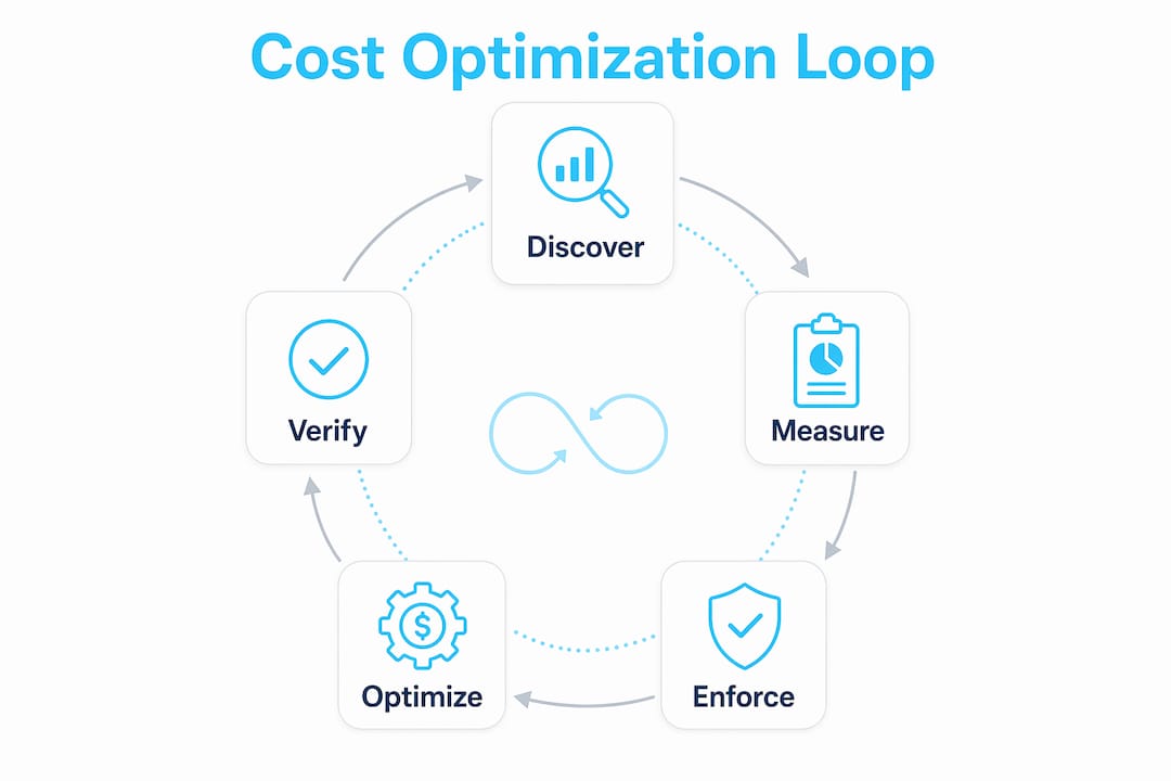 Infographic illustrating AI cost optimization steps