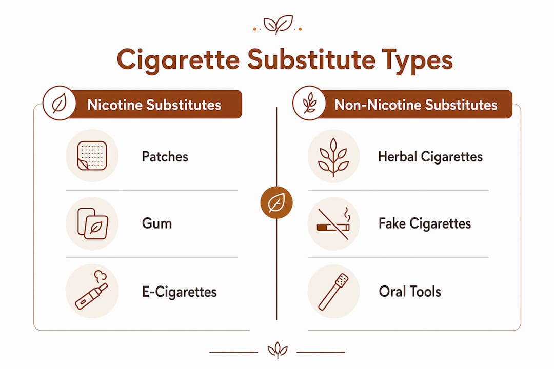 Infographic comparing nicotine and non-nicotine cigarette substitutes