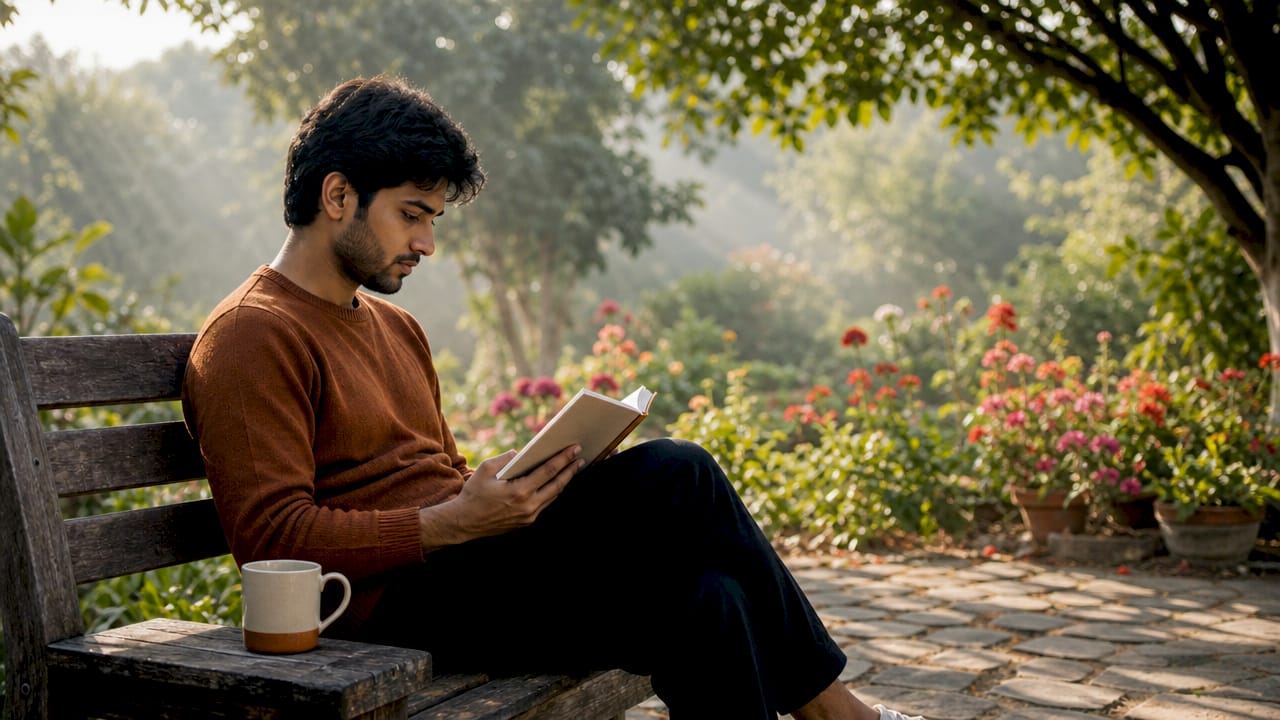Man mentally preparing to quit smoking reading journal