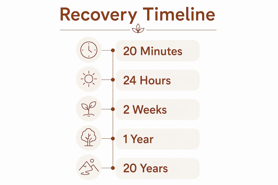 Infographic showing stages of post-smoking recovery timeline