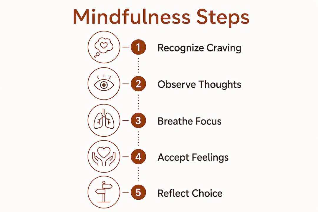 Infographic illustrating mindfulness steps to quit smoking