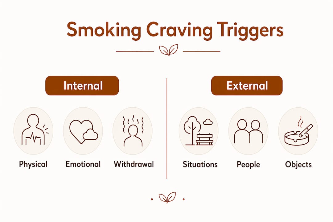 Infographic comparing internal and external smoking craving triggers