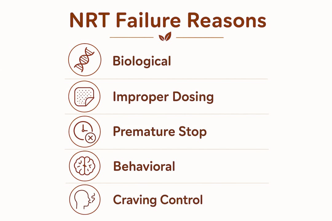 Infographic showing reasons why nicotine replacement fails