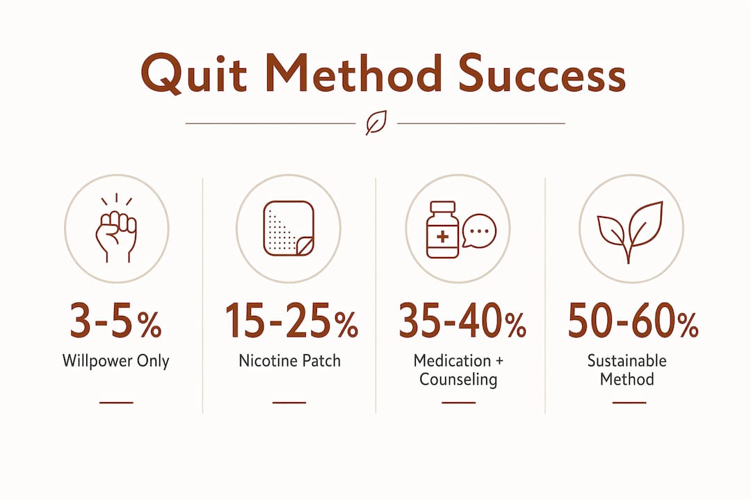 Infographic showing success rates of smoking quit methods