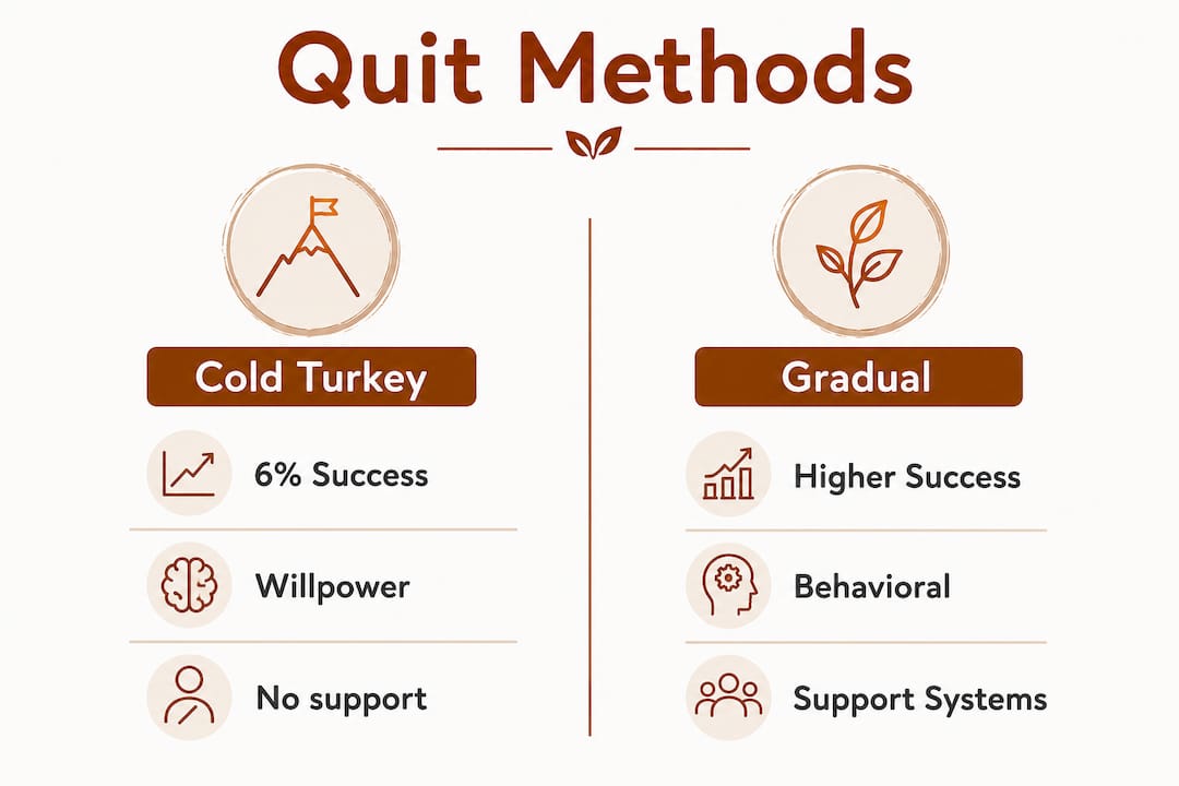 Infographic comparing quit cold turkey and gradual methods