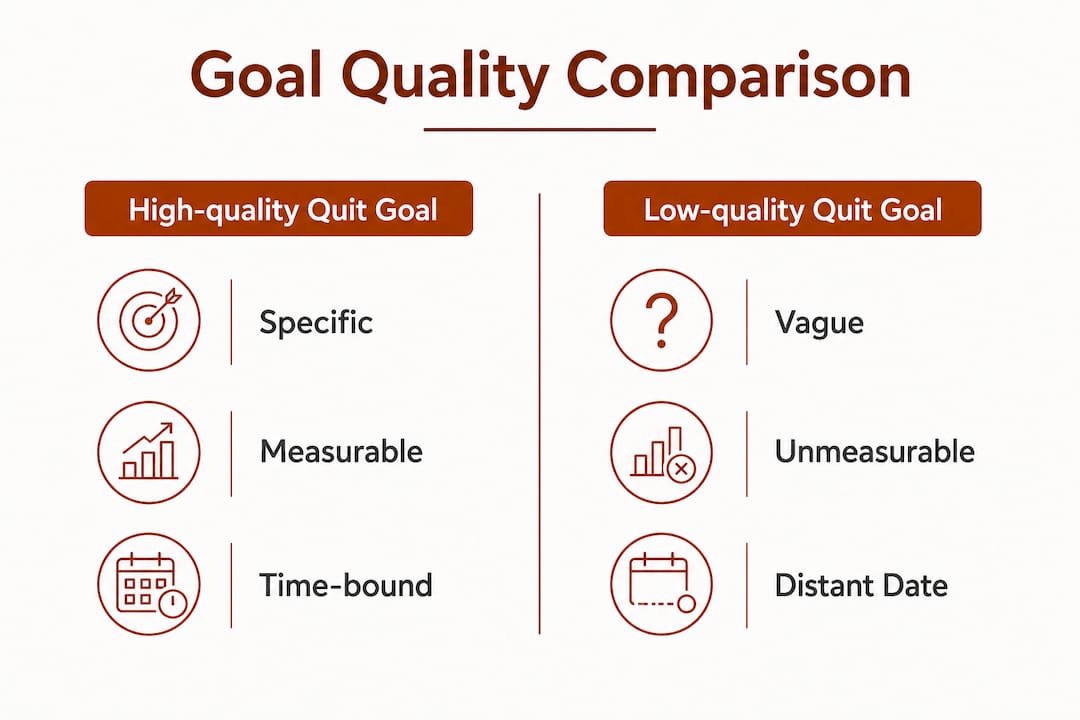 Infographic comparing high vs low quality quit goals