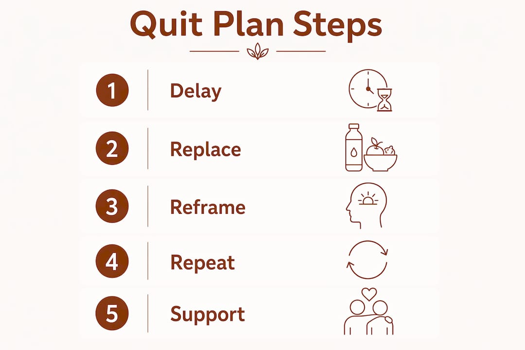 Infographic showing 5-step quit plan