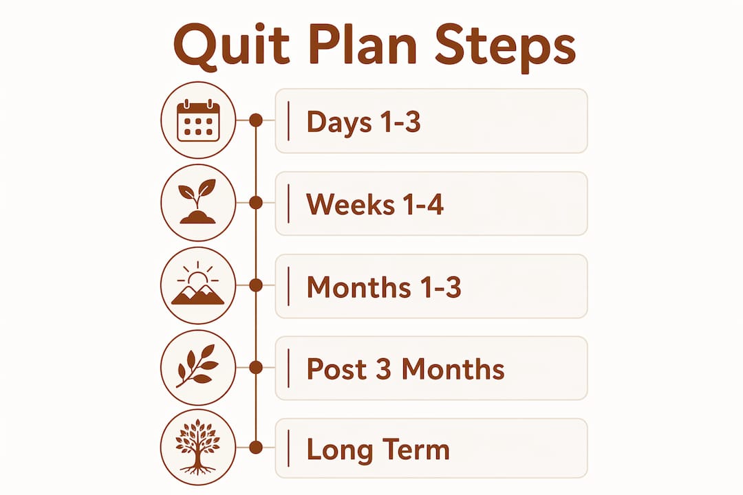 Infographic showing quit plan steps with timelines