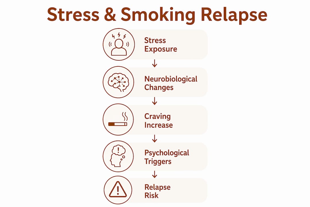 Infographic illustrating stress and smoking relapse process