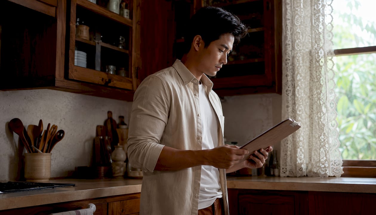 Man reviewing smoking trigger plan in break room