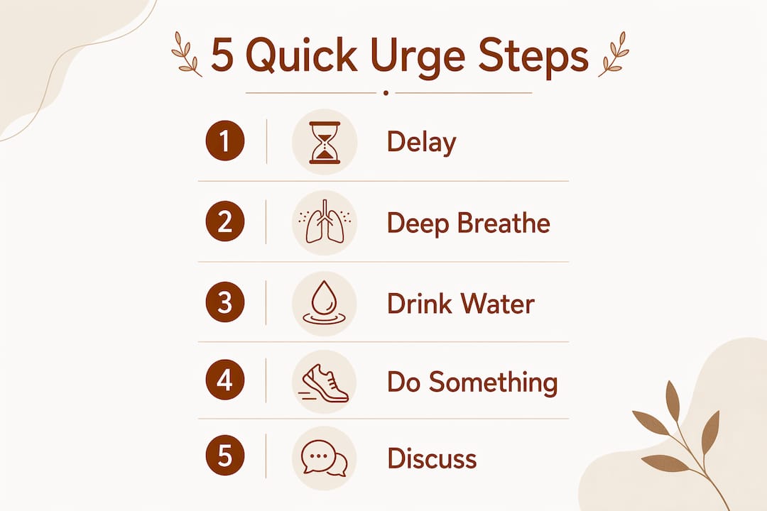 Infographic with 5 quick steps to handle smoking urges