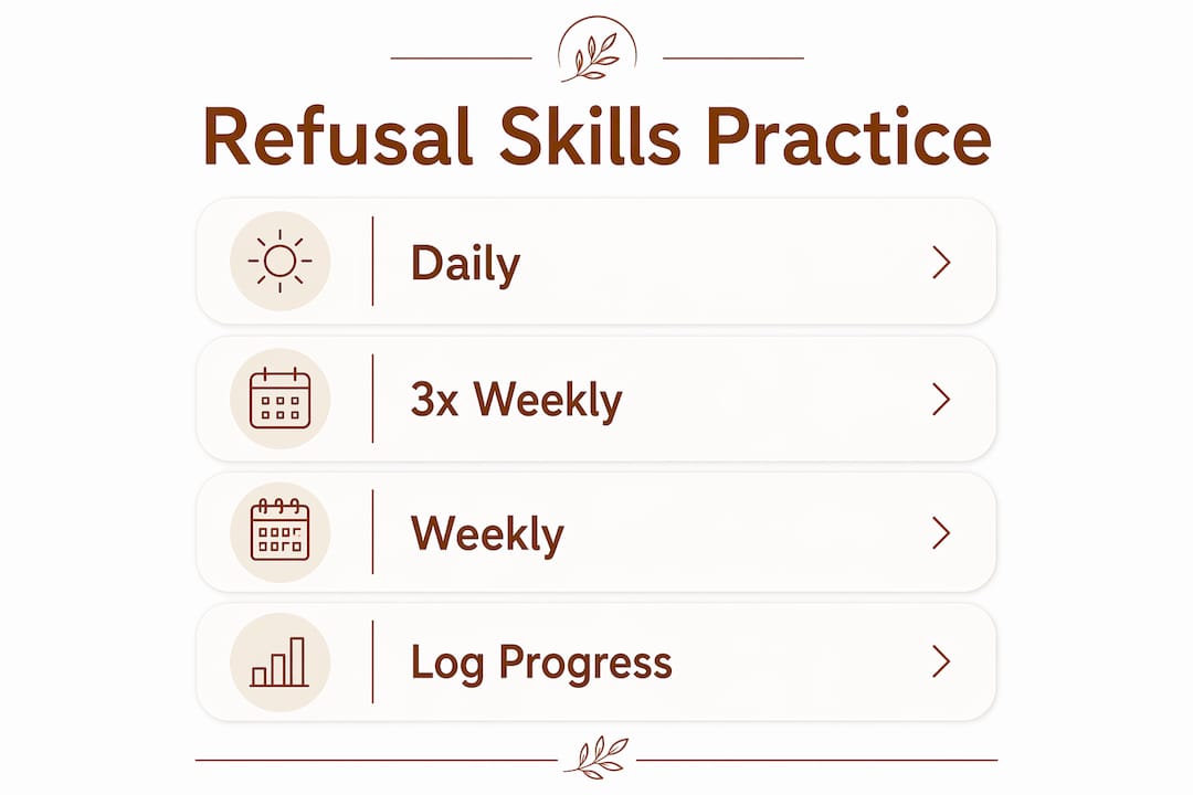 Infographic showing refusal skills practice steps