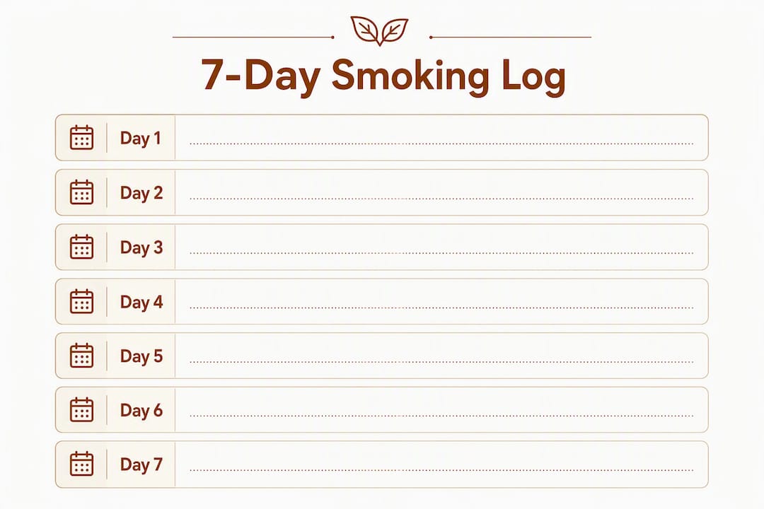 Infographic outlining 7-day smoking trigger log steps