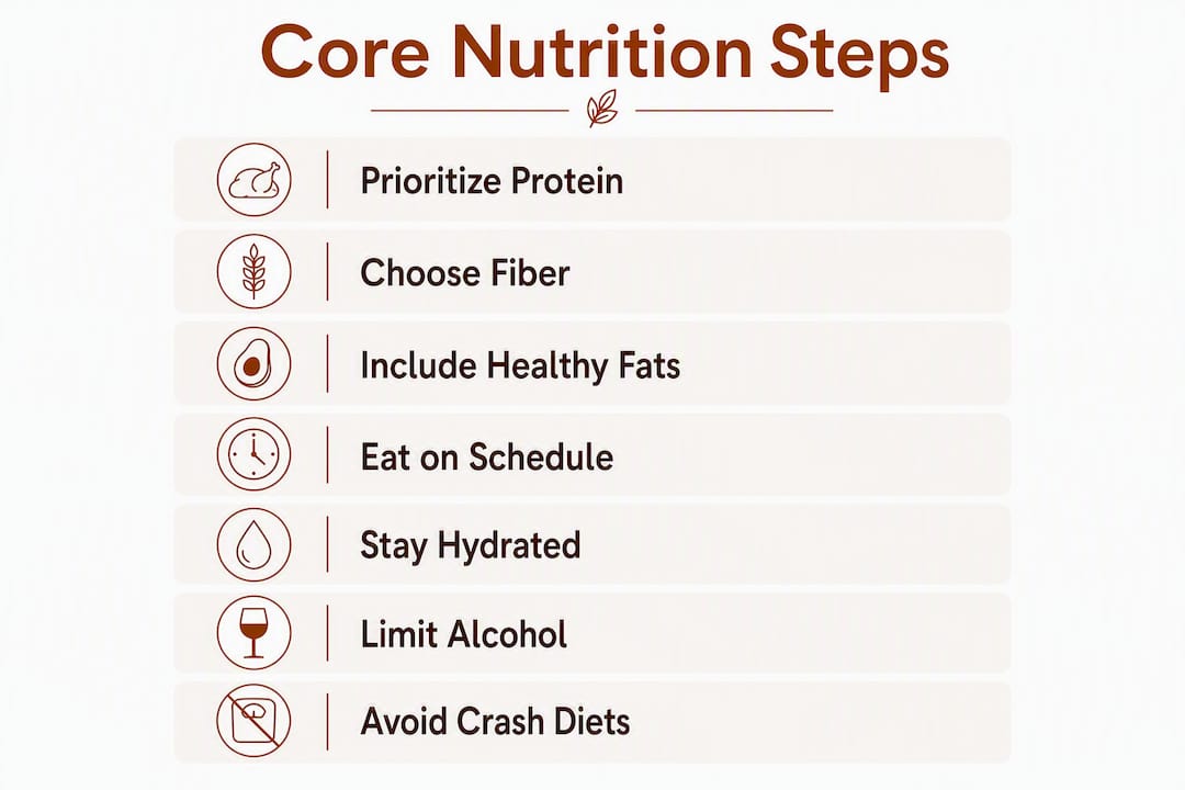 Infographic showing core nutrition steps for ex-smokers