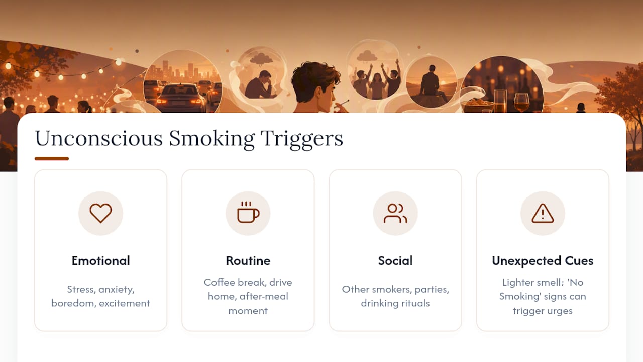 Diagram summarizing three smoking trigger categories