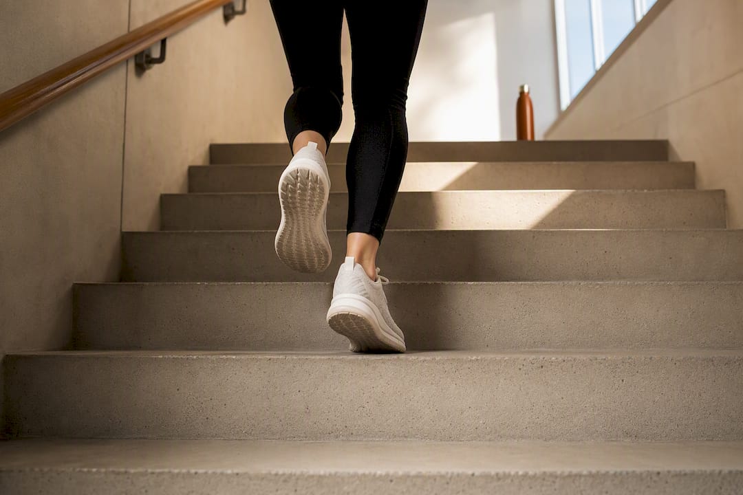 Person climbing stairs to interrupt a craving