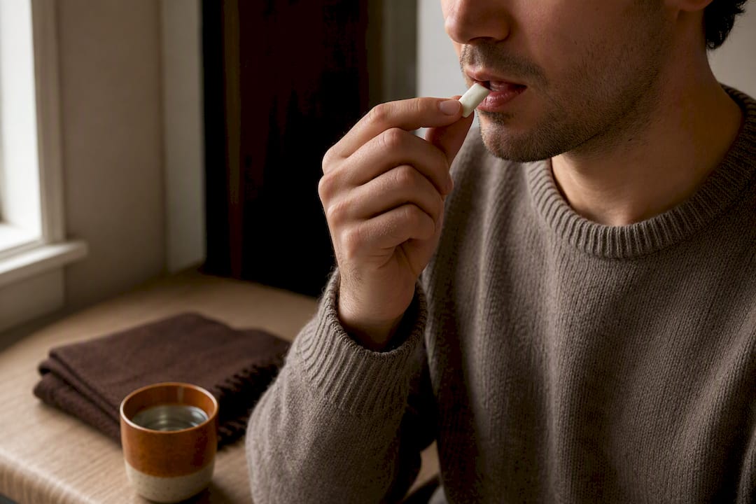 Adult using chewing gum during craving