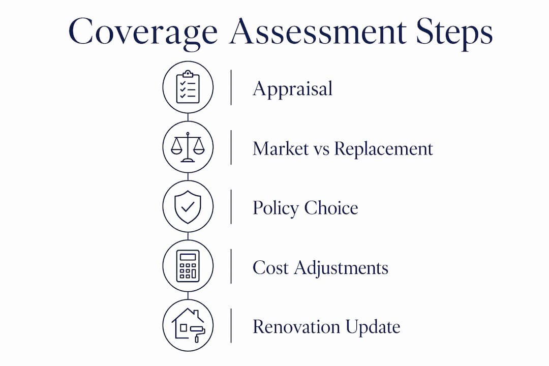 Infographic showing luxury home insurance coverage steps