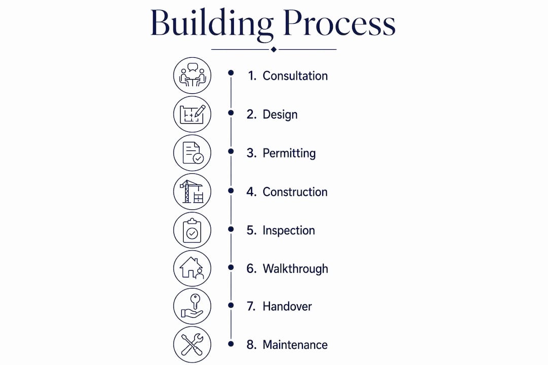 Infographic showing custom estate home building process steps