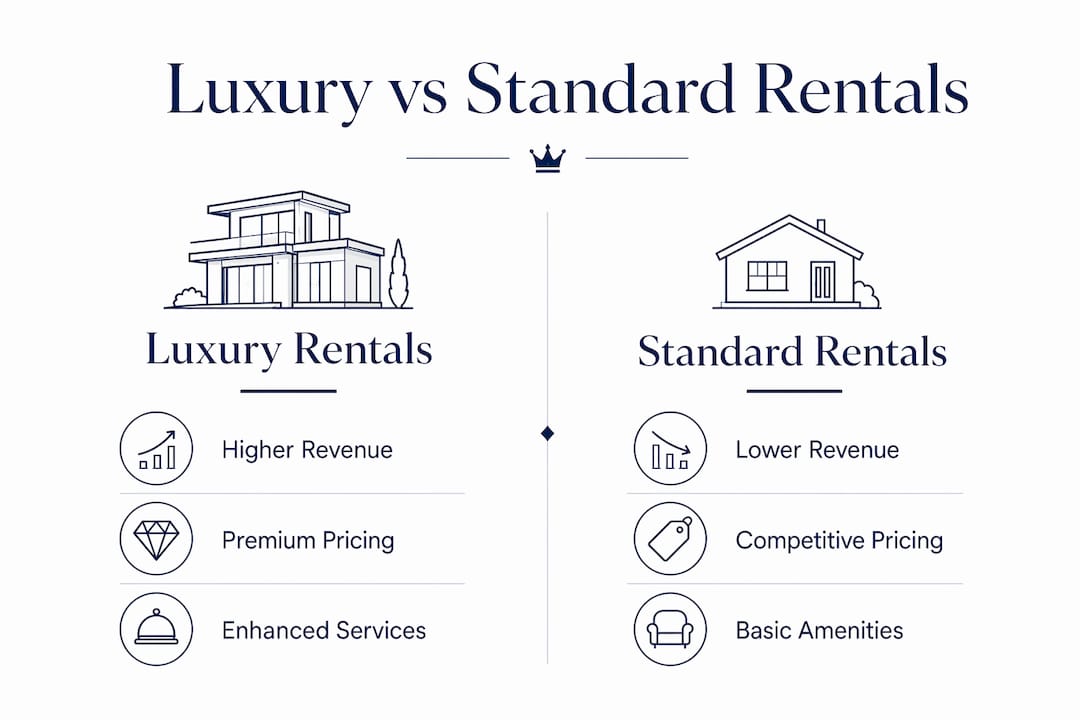 Infographic comparing luxury and standard rental features