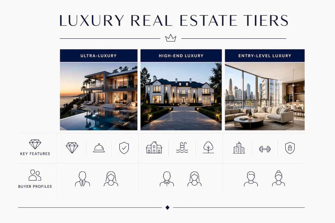 Infographic illustrating luxury real estate tiers